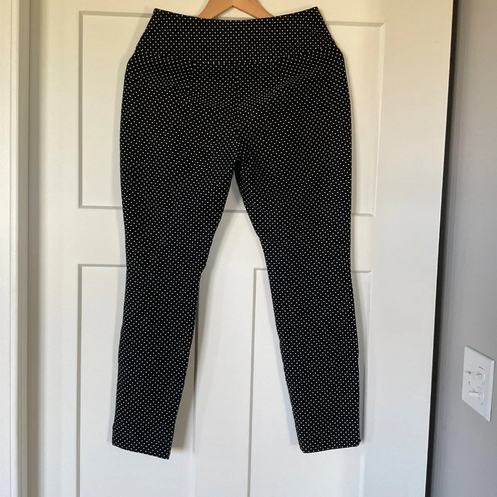 CAbi #5175 Pants Cropped Trousers Black White Polka Dot Side Zip Women's Size 4